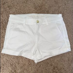 American Eagle AEO Twill Midi Low Rise Shorts White Super Stretch